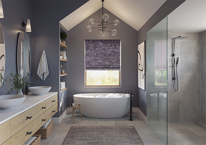 Cyrus Crushed Velvet, Deep Purple - Motorised Roman Blind - Image 8